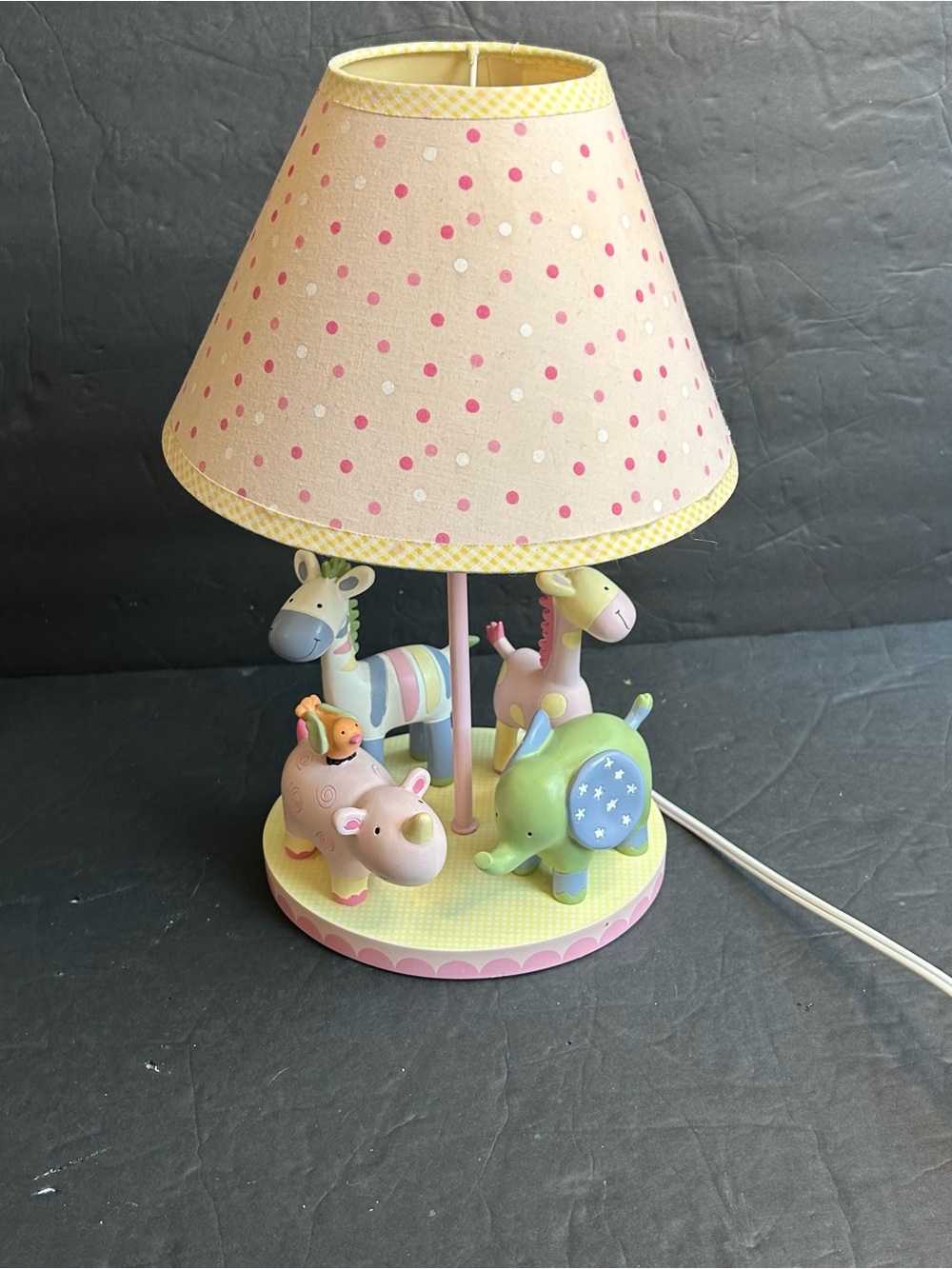 Lambs & Ivy Jungle Safari Animal Nursery Table Lamp Pink/Girl. Tested Works